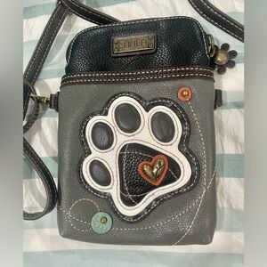 Chala Black and Gray Crossbody Bag with Paw and Heart